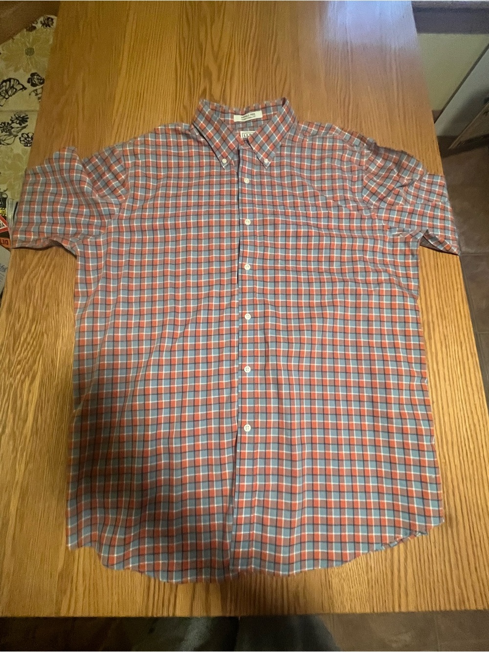 LL Bean Wrinkle Free Button Down Shirt Long Sleeve Check Men’s XL Traditional Fi